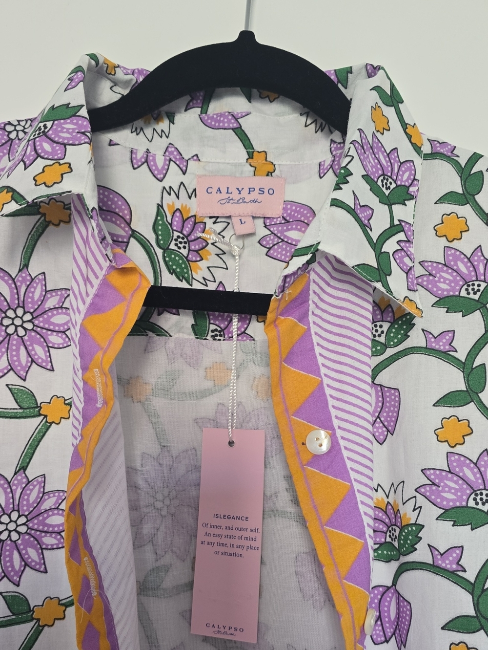 NWT Calypso St. Barth Floral Button-Front Border Print Maxi Shirt Dress Duster - Picture 5 of 7